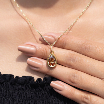Side View Of Old Mine Pear Moissanite Pendant