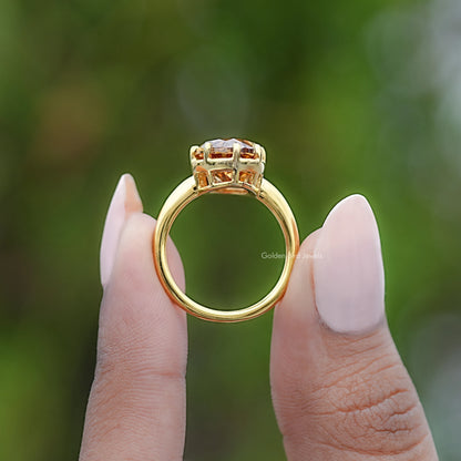 Champagne Old Mine Moval Moissanite Solitaire Ring