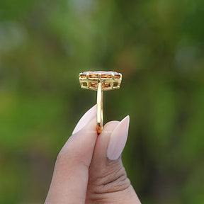 Champagne Old Mine Moval Moissanite Solitaire Ring