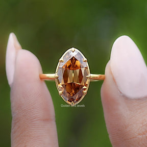 Champagne Old Mine Moval Moissanite Solitaire Ring