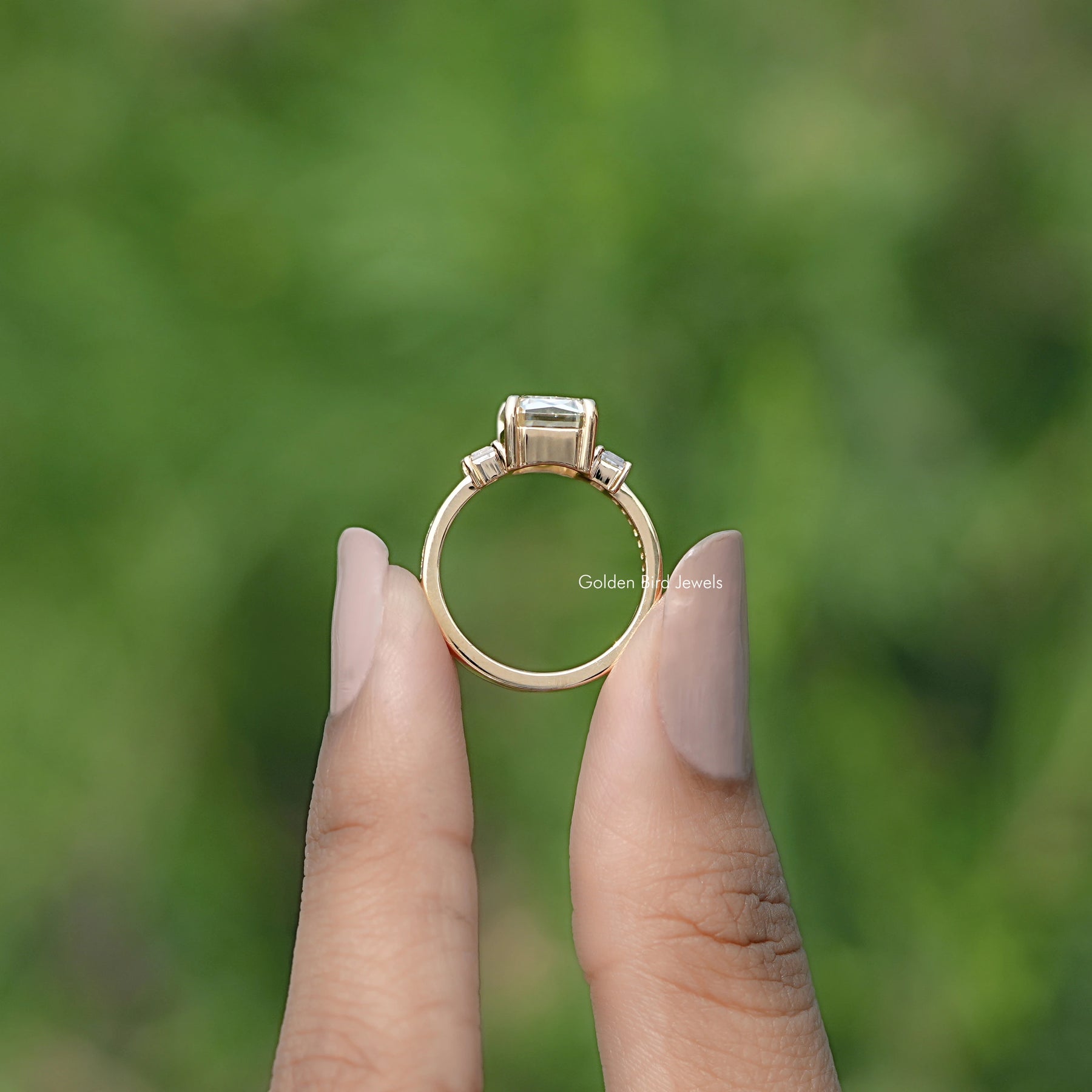 Criss Cut Moissanite Three Stone Ring