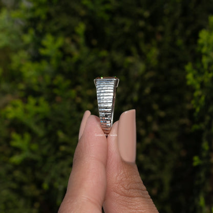 Criss Cut And Baguette Moissanite Two Stone Ring