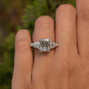 Grey Criss Cut Moissanite Bridge Accent Set Ring