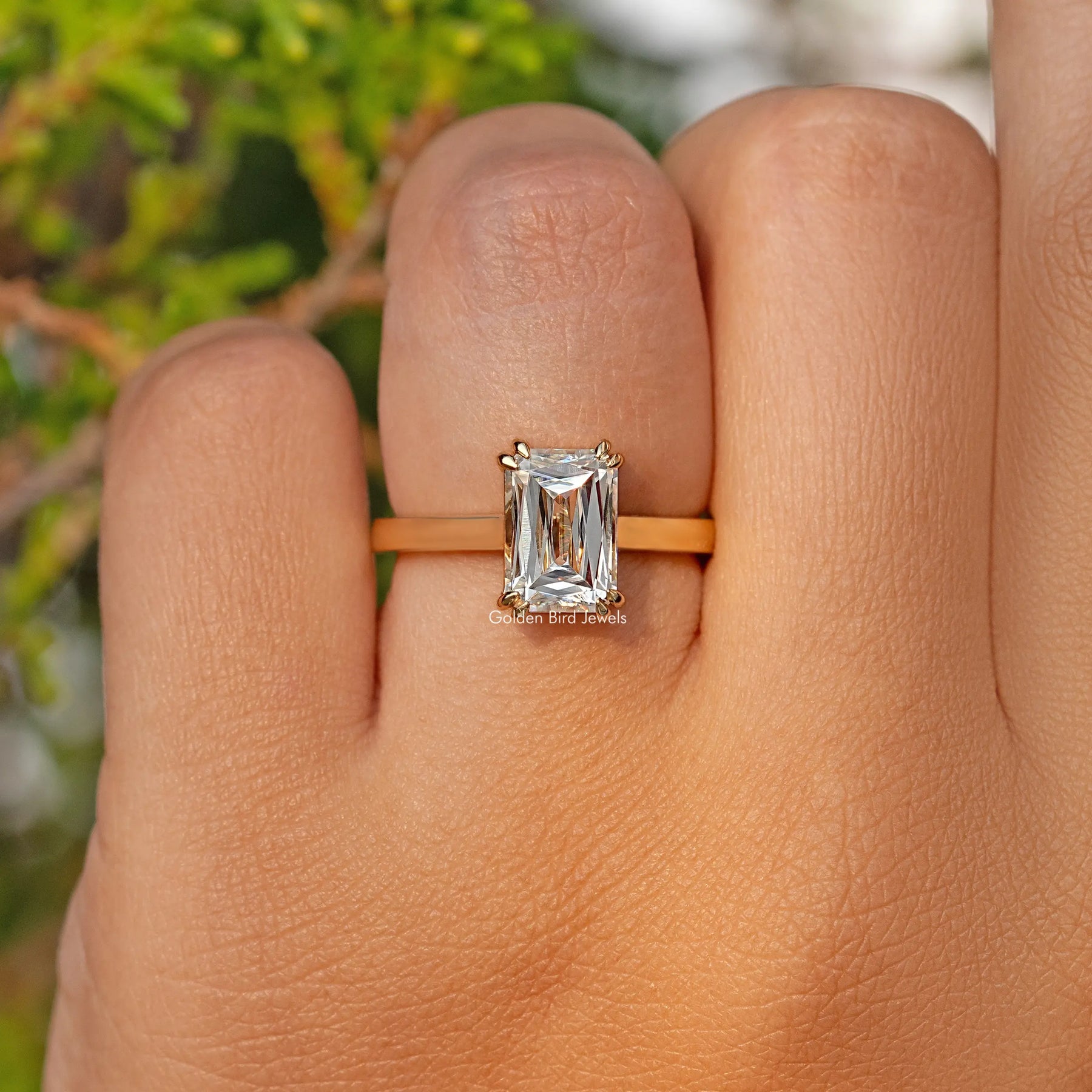 Moissanite Criss Cut Solitaire Engagement Ring