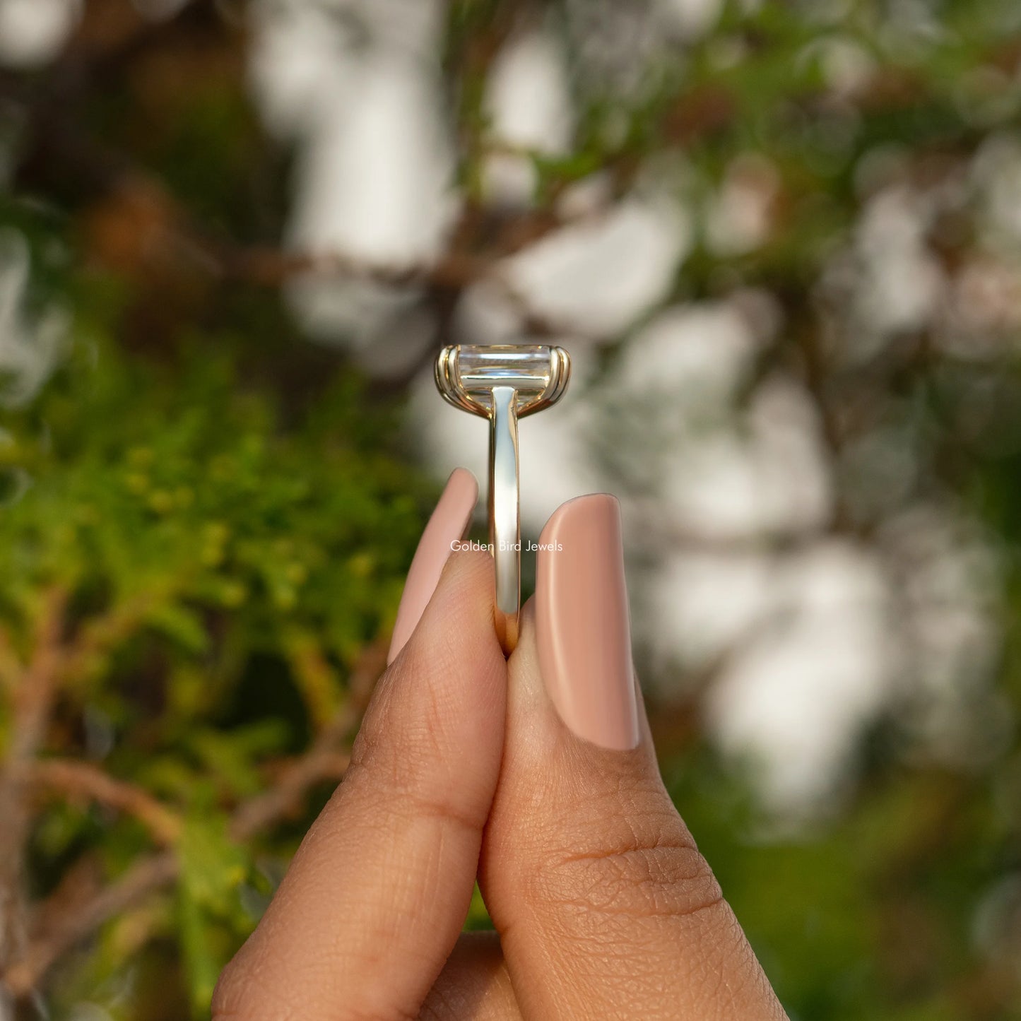 Moissanite Criss Cut Solitaire Engagement Ring
