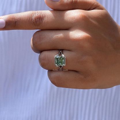 Crushed Ice Radiant Moissanite Engagement Ring
