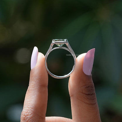 Crushed Ice Radiant Moissanite Engagement Ring