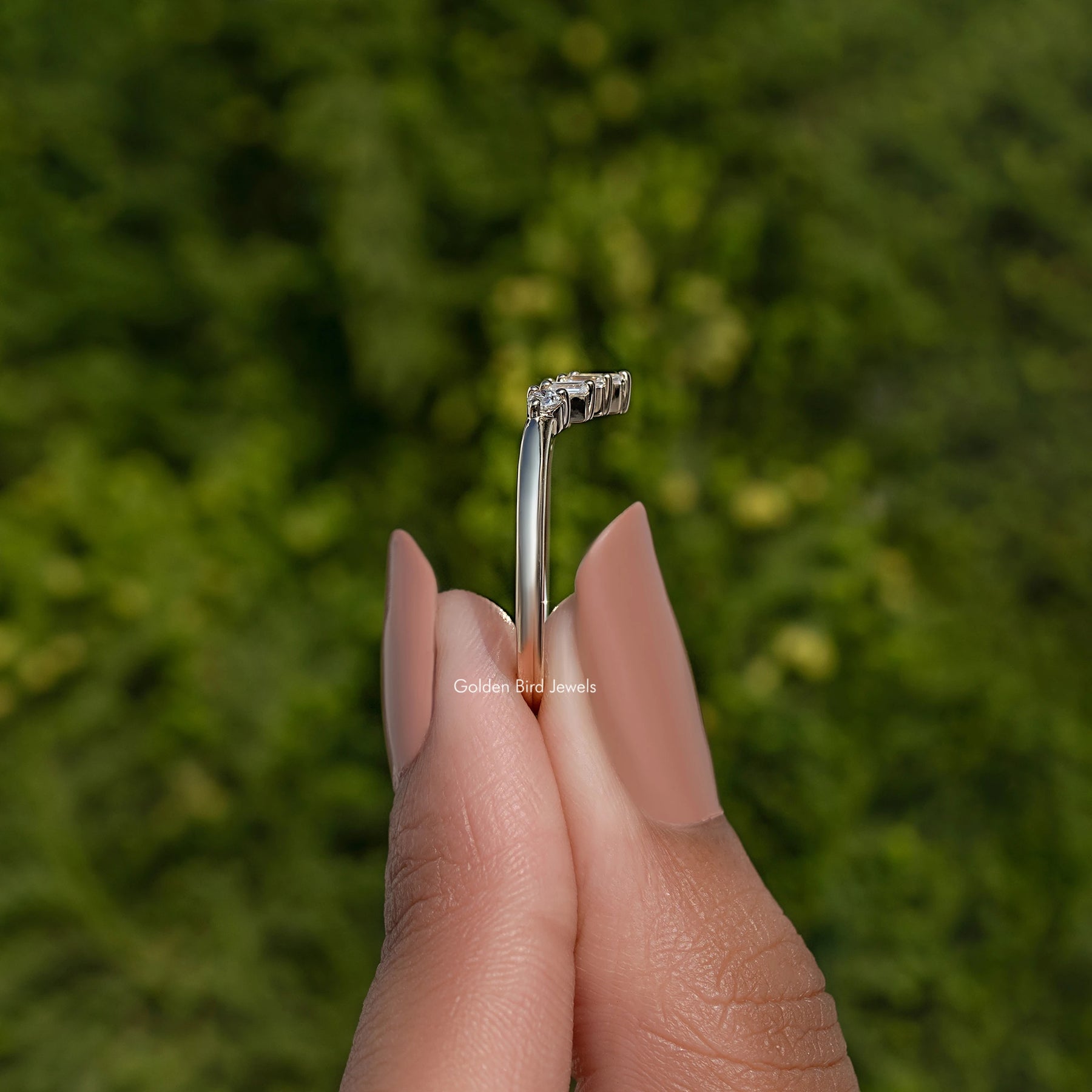 Baguette Cut Curve Moissanite Wedding Band