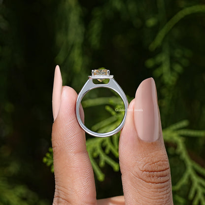 Champagne Old Mine Cushion Cut Moissanite Halo Ring