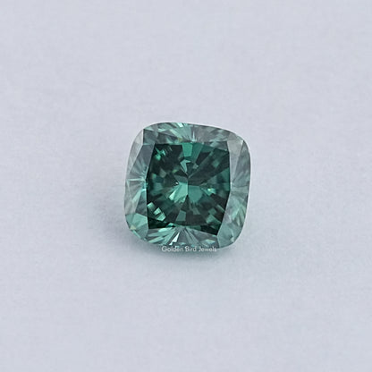 Dark Green Cushion Moissanite Loose Stone