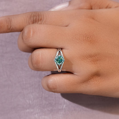 Cushion Moissanite Split Shank Wedding Ring