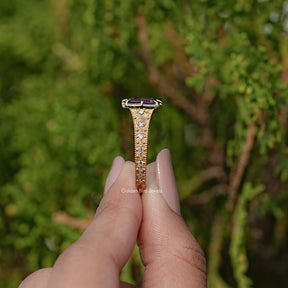 Cushion Alexandrite Gemstone Accent Stone Ring