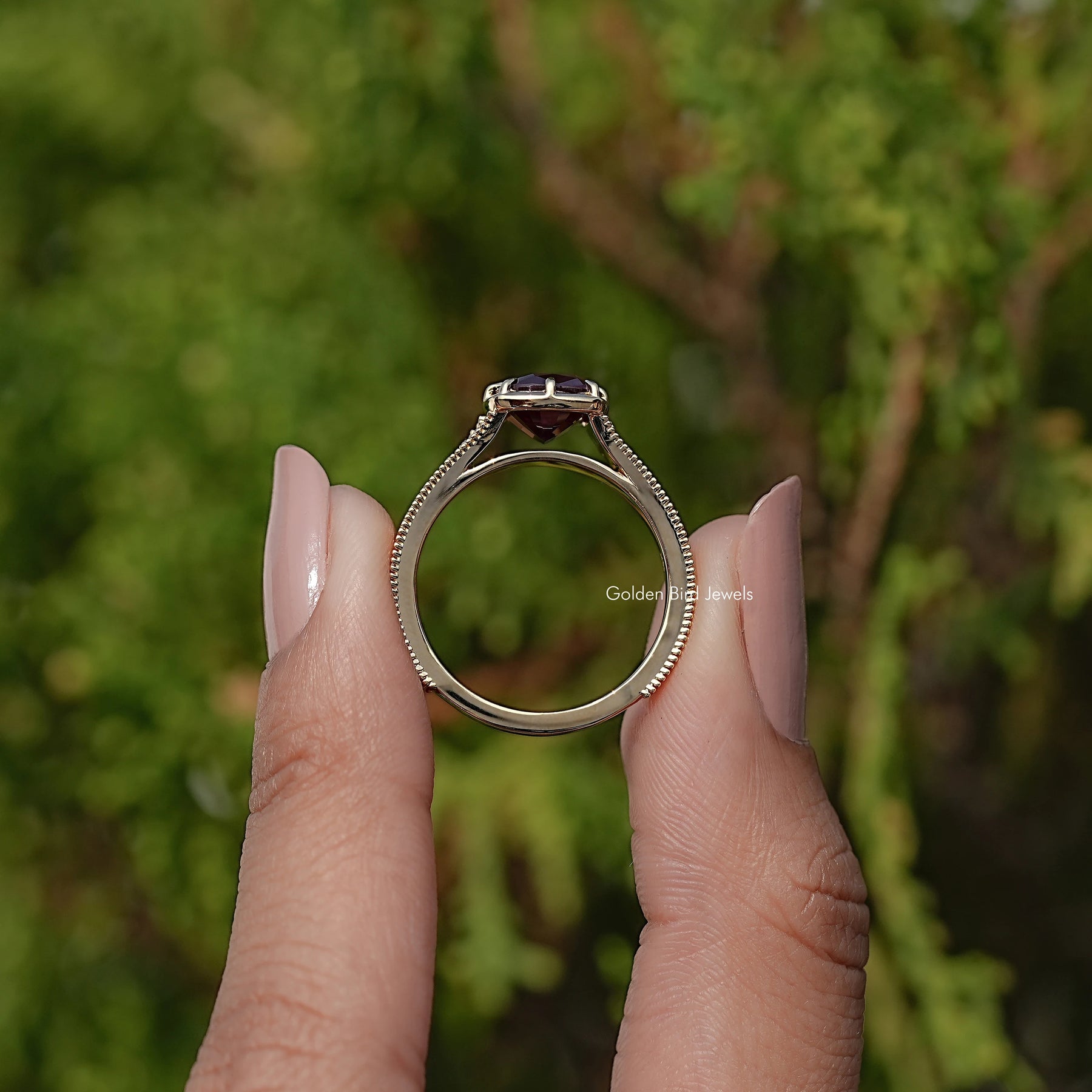 Cushion Alexandrite Gemstone Accent Stone Ring