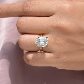 Old Mine Long Cushion Cut Accent Stone Engagement Ring