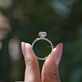 Back view of Cushion Cut Lab Diamond Ring in secure setting 