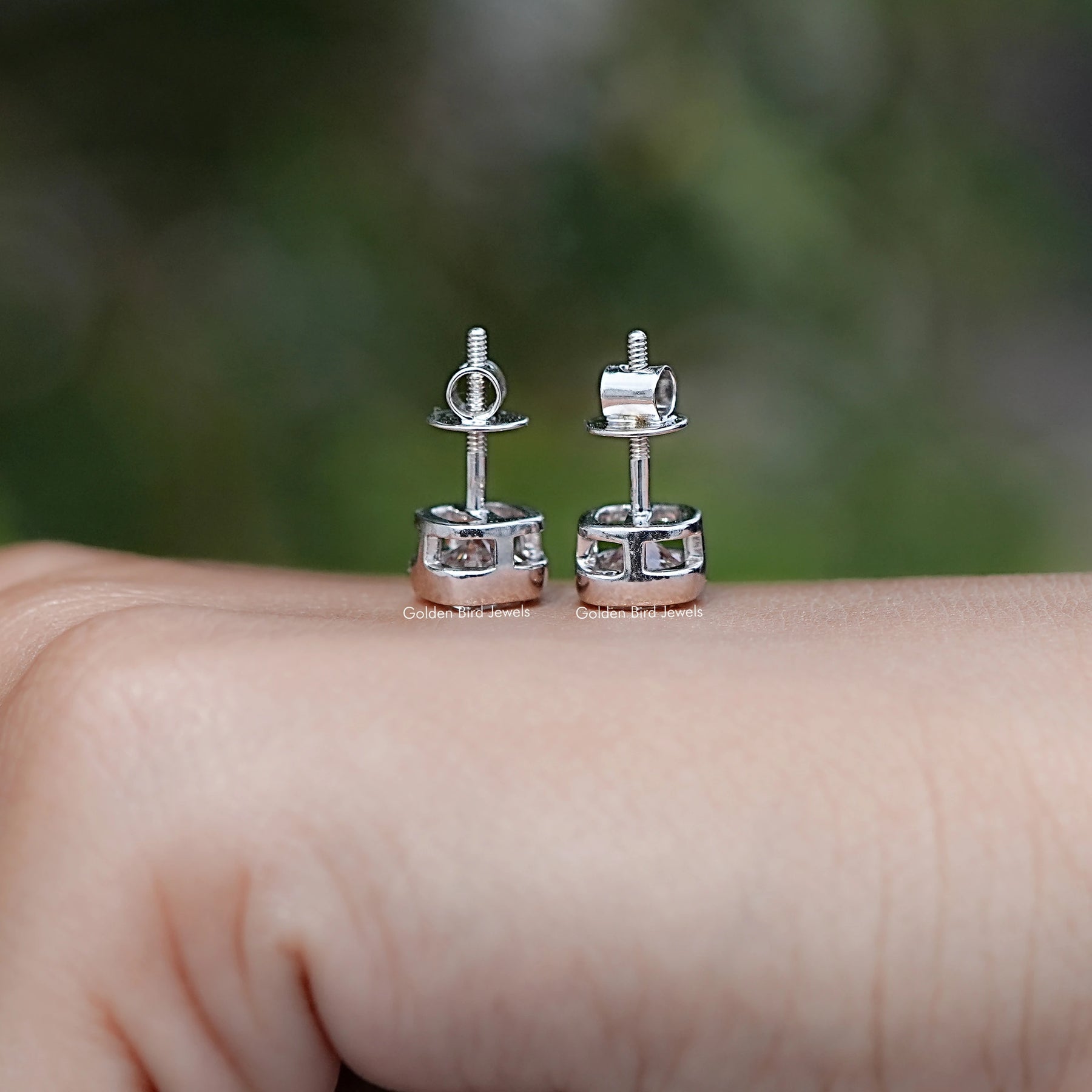 Cushion Cut Lab Diamond Bezel Set Stud Earrings