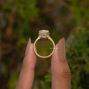 Cushion Cut Hidden Halo Moissanite Engagement Ring