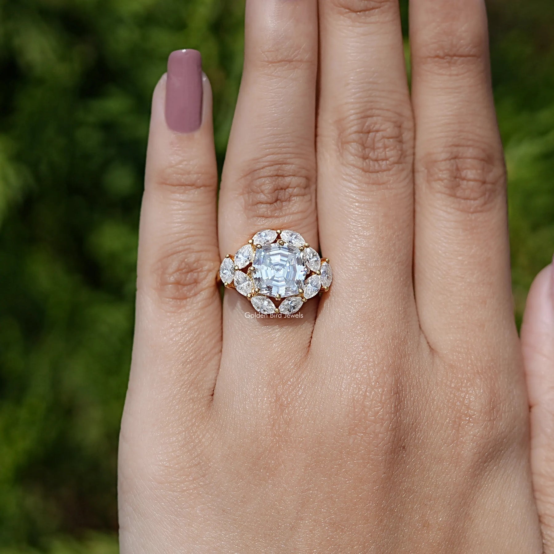 Step Cut Cushion Moissanite Engagement Ring