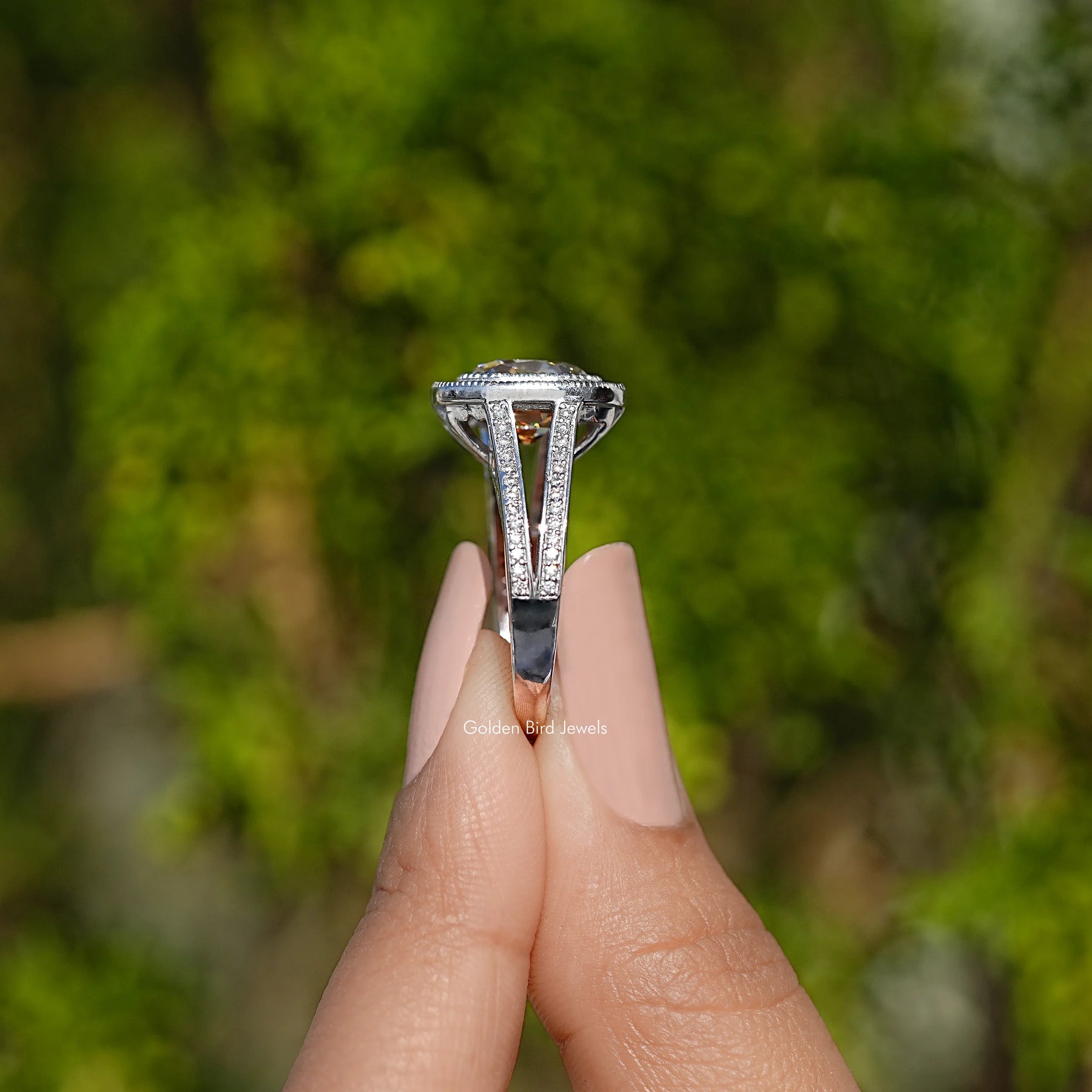 Old Mine Cushion Cut Moissanite Halo Ring