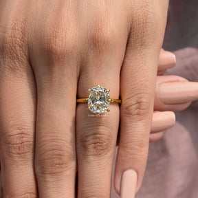Old Mine Cushion Cut Moissanite Prong Set Solitaire Ring