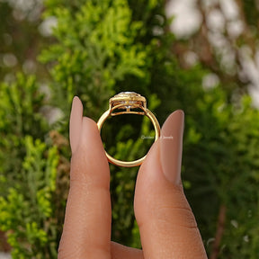 Cushion Old Mine Cut Halo Moissanite Set Ring