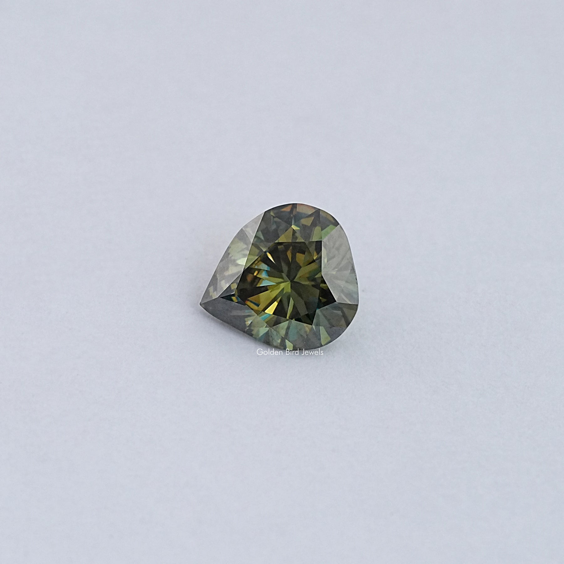 View Of  Green  Pear Loose Moissanite 