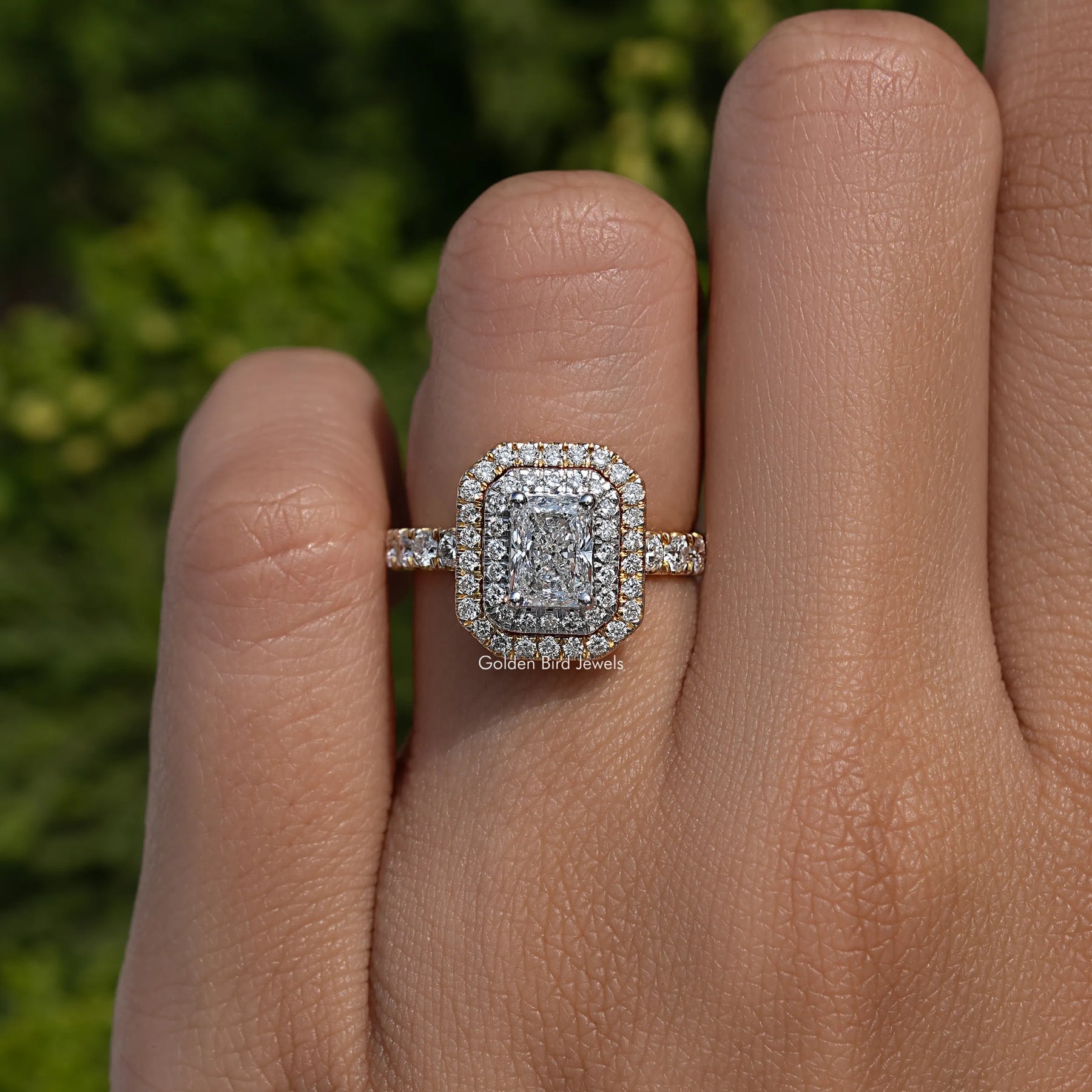 Radiant Cut Diamond Double Halo Engagement Ring