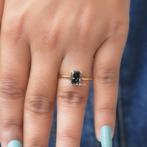 Top view of Step Cut Oval Moissanite Engagement Ring  for women 's wear
