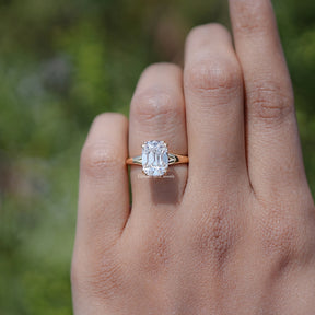 In finger front view of Lab Diamond Split Shank Ring 