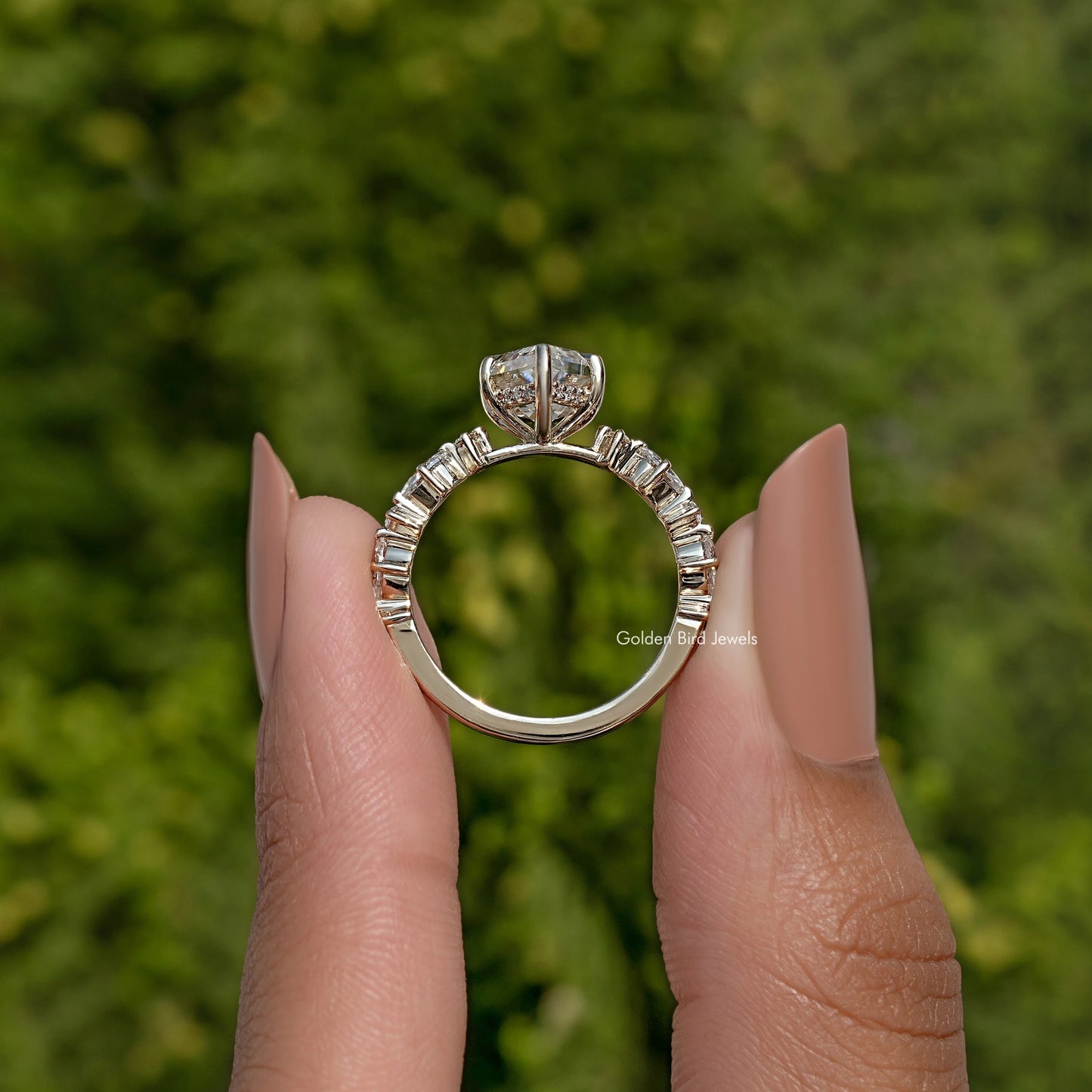 Dutch Marquise Cut Moissanite Accent Ring