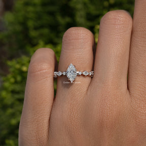 Dutch Marquise Shaped Moissanite Accent Ring