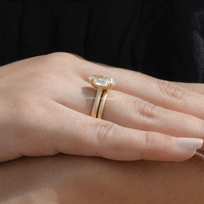 In finger side view of Double  Dutch Marquise Cut Solitaire Ring for bridal 