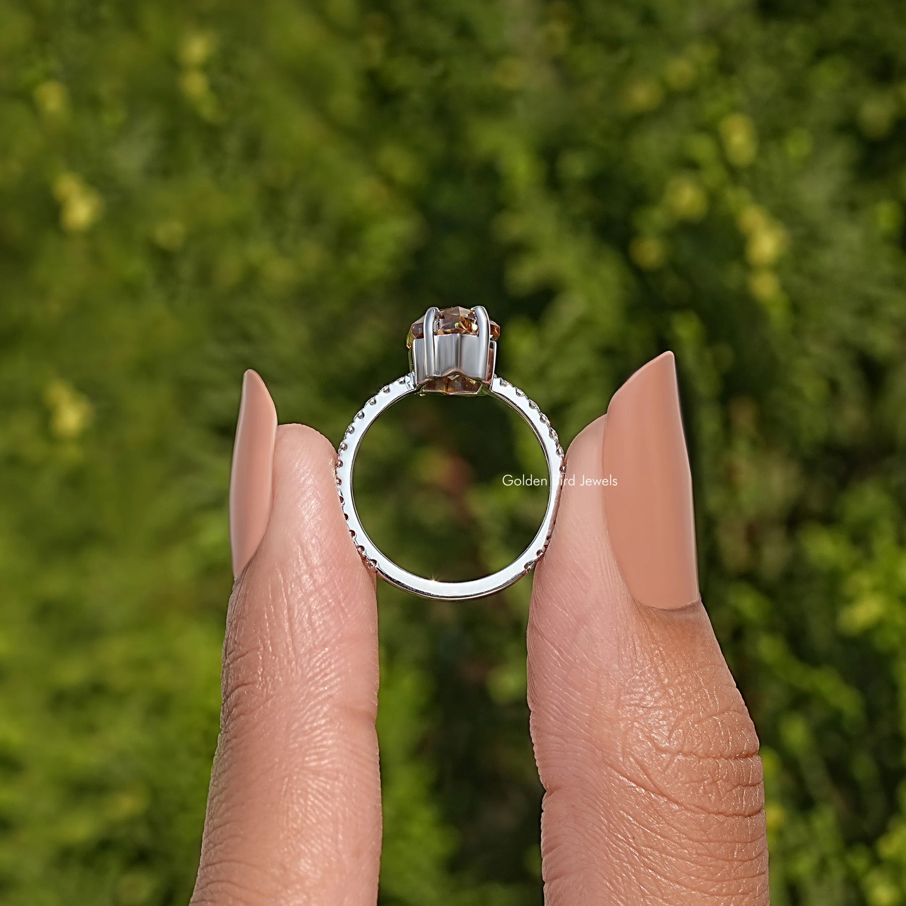 Dutch Marquise Cut Moissanite Solitaire Accent Ring