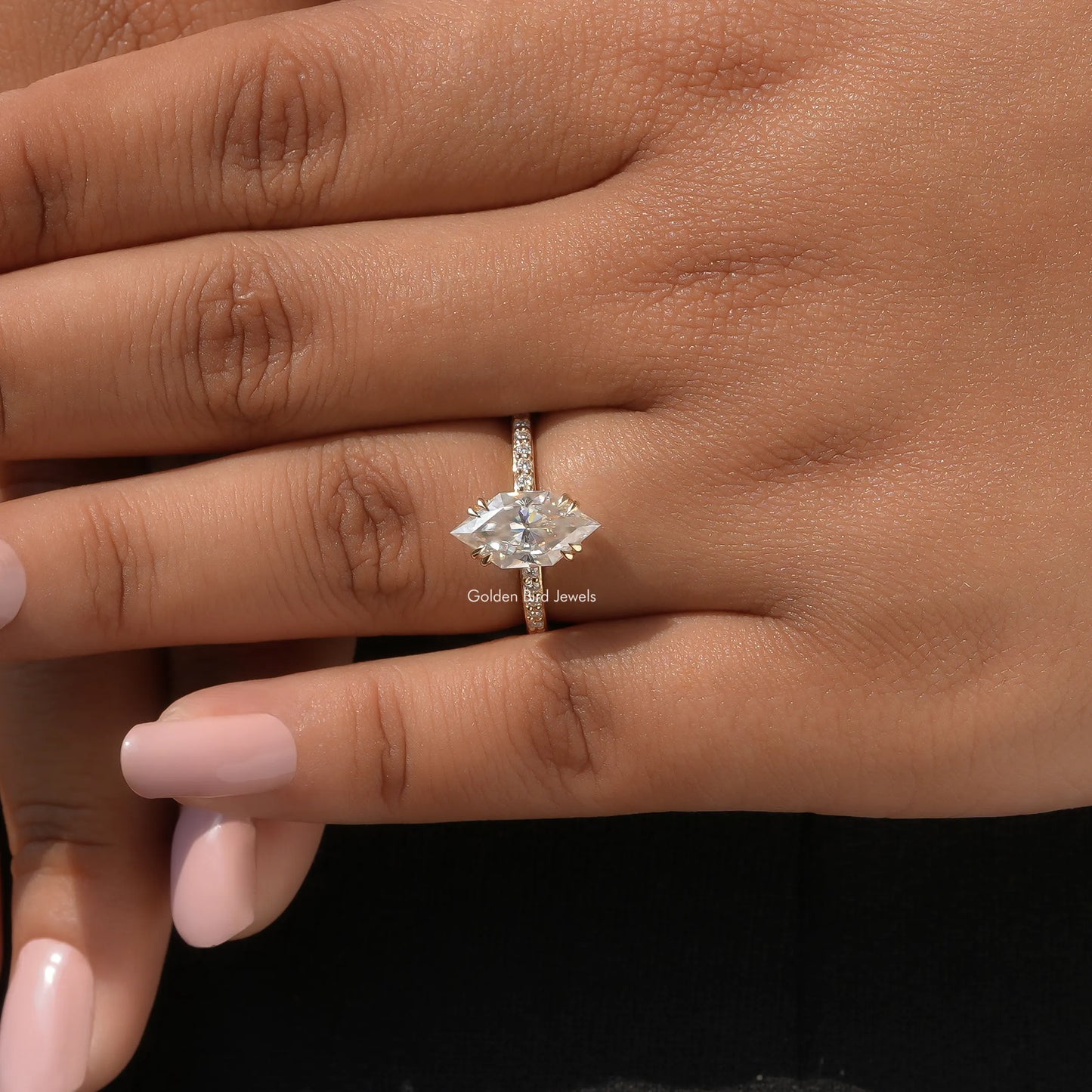View of a moissanite ring for women's wear