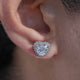 close up view of Heart Cut Lab Diamond Halo Stud Earrings