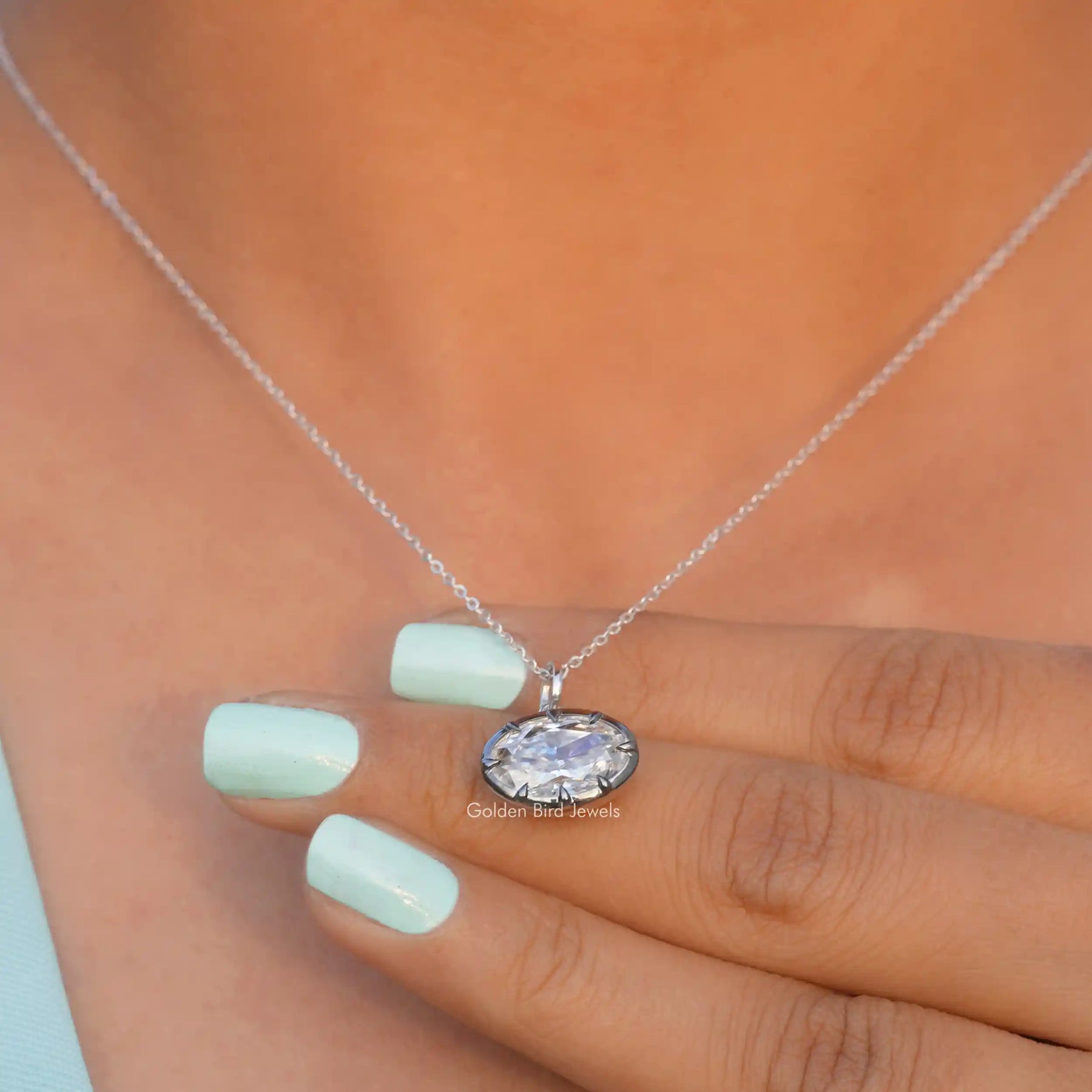 Full view of moissanite bracelet in unique shape