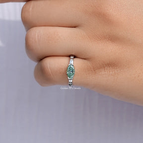 East West Old Mine Moval Moissanite Ring