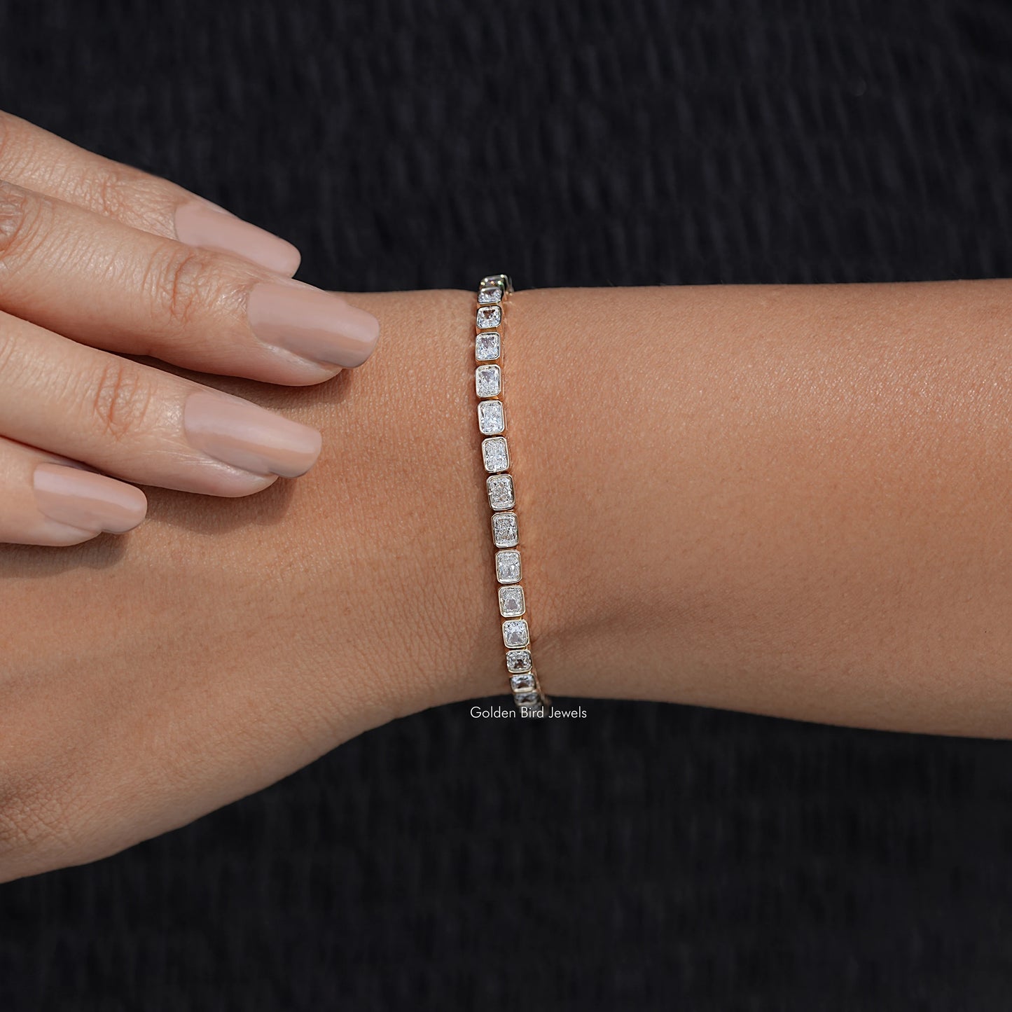 Close View Of Radiant Lab Diamond Bracelet 
