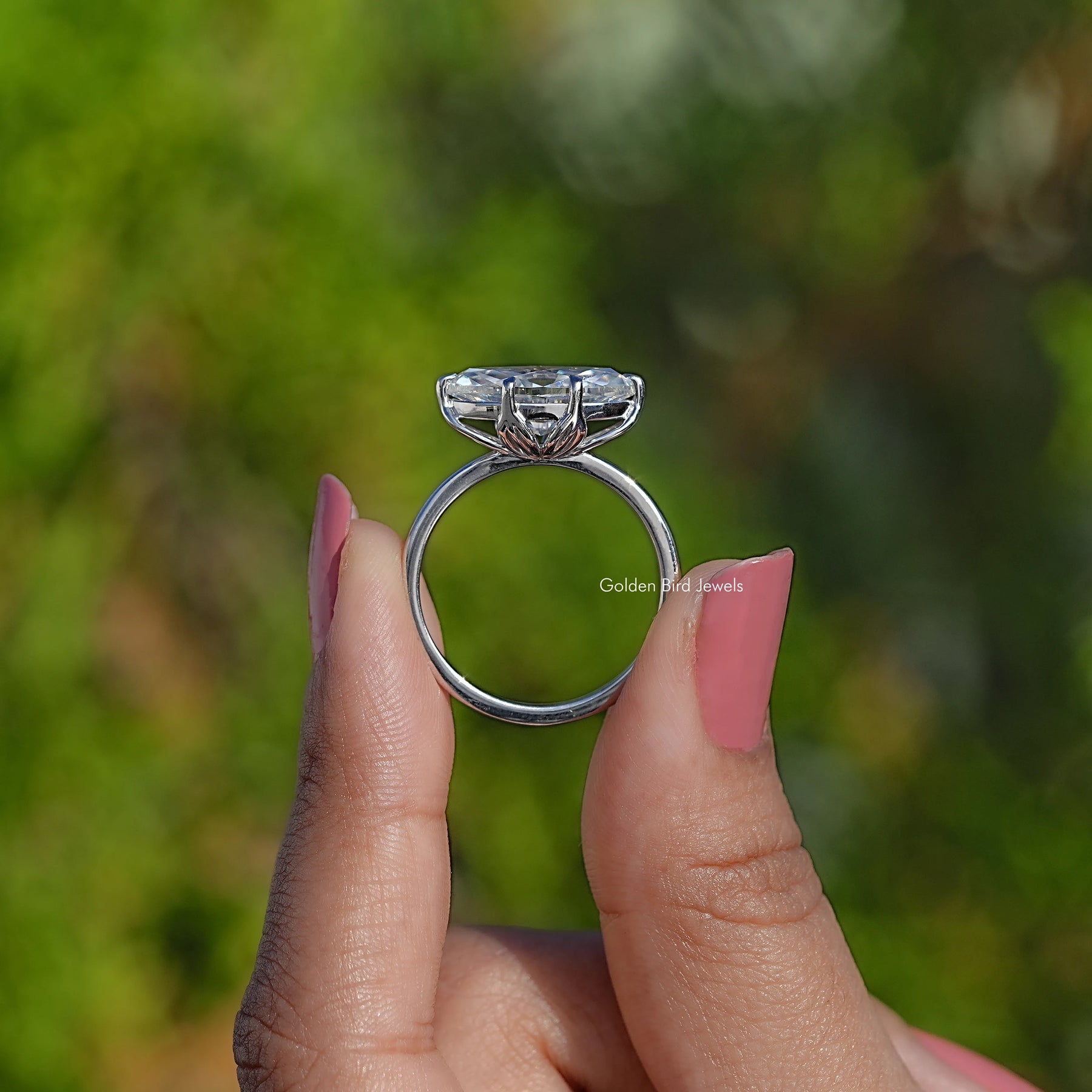 East West Set Marquise Moissanite Solitaire Ring