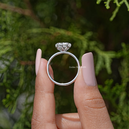 East West Set Old Mine Cushion Moissanite Ring