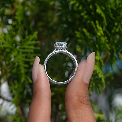Elongated Cushion Cut Moissanite Bridal Wedding Ring Set