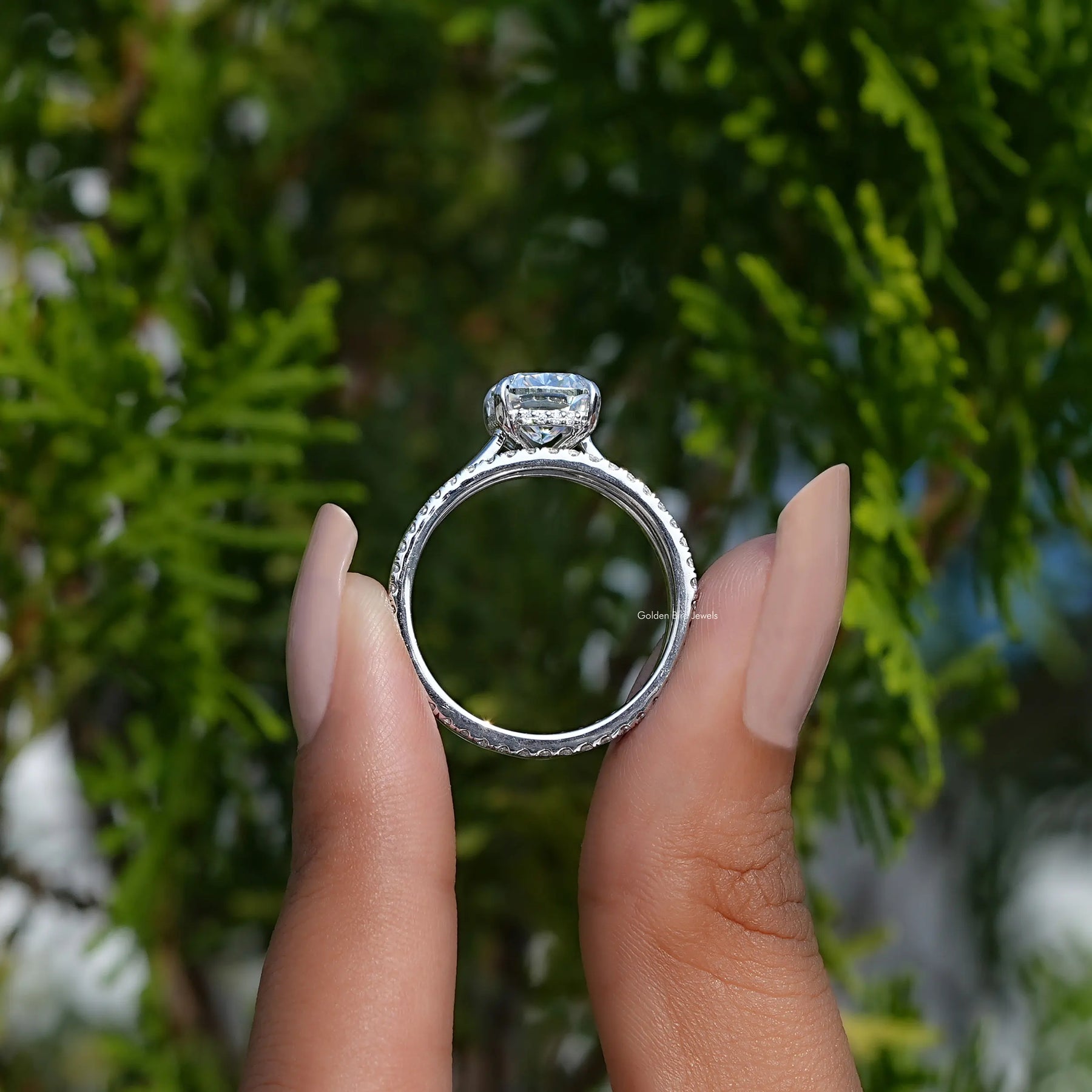 Elongated Cushion Cut Moissanite Bridal Wedding Ring Set