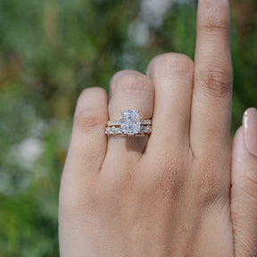 Elongated Cushion Cut Moissanite Ring Set