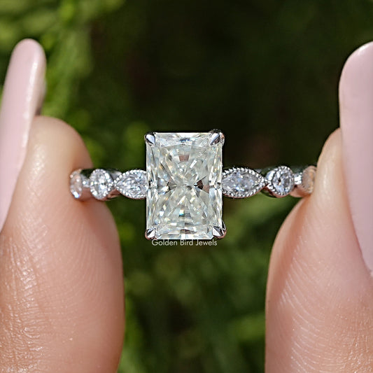 Radiant Cut Moissanite Gemstone Engagement Ring