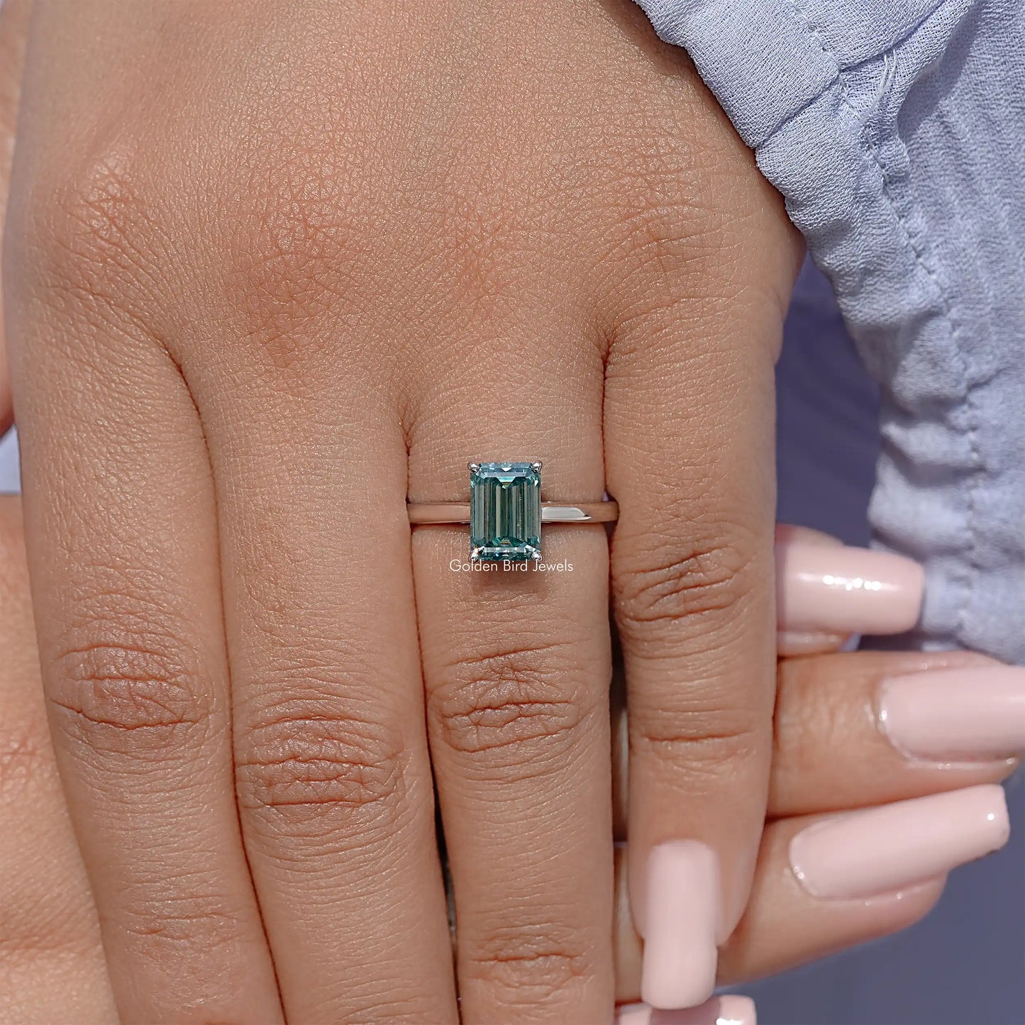 Emerald Cut Moissanite Solitaire Ring