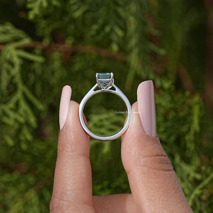 Emerald Cut Moissanite Solitaire Ring