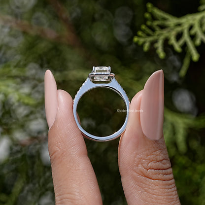 Emerald Cut Moissanite Diamond Accent Ring