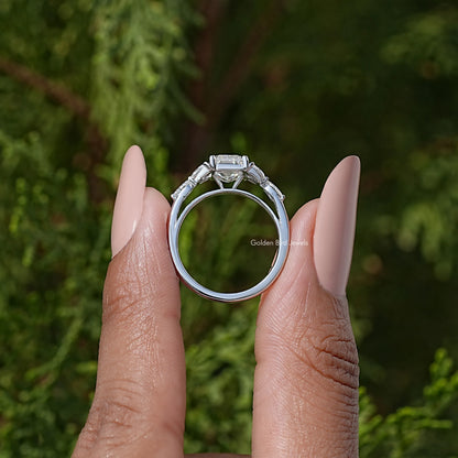 Emerald Cut Moissanite Diamond Wedding Ring