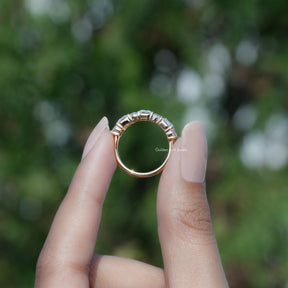 Emerald And Oval Lab Diamond Seven Stone Ring