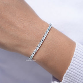 Side View Of Lab Diamond Tennis Bracelet
